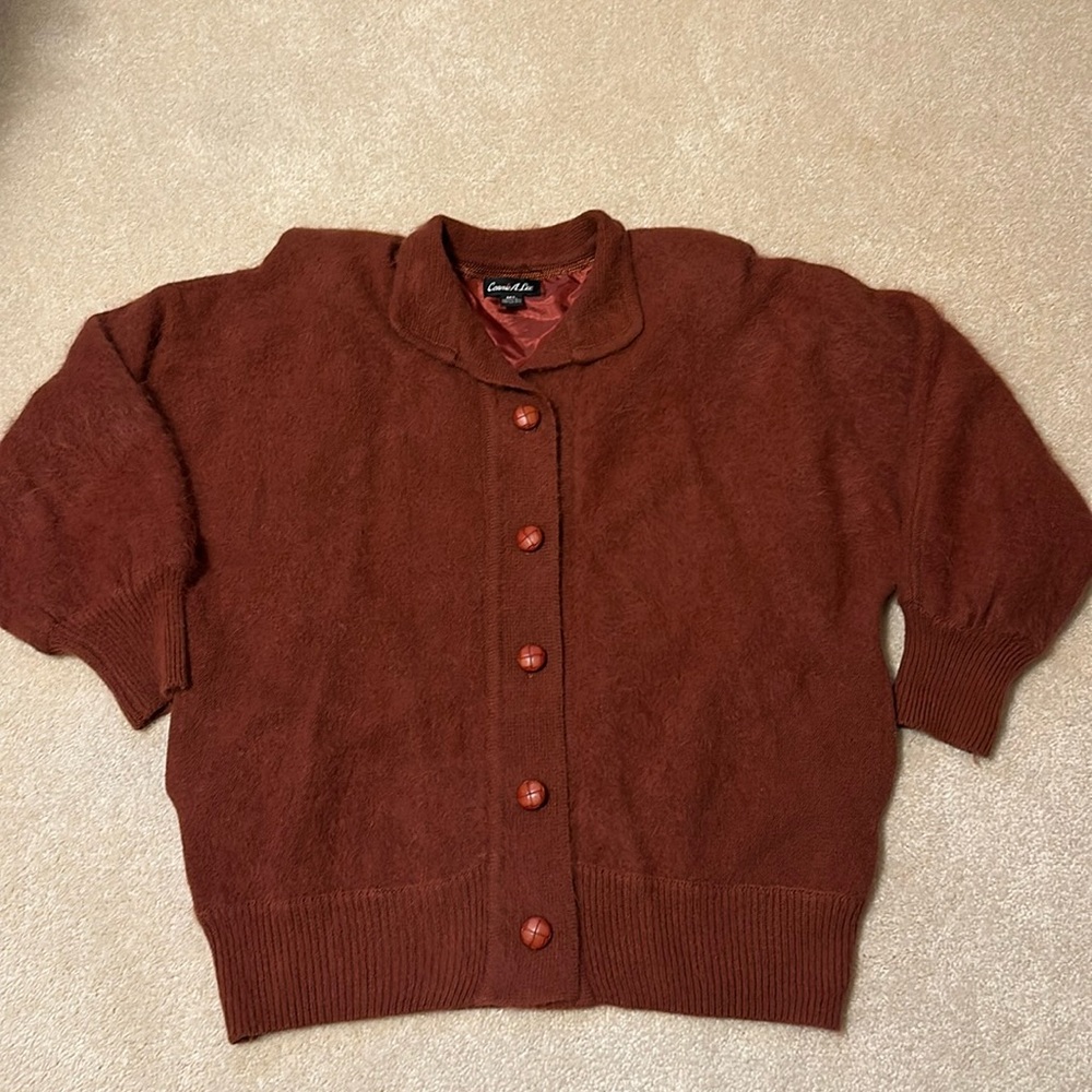 Vintage Connie A Lee very soft 80% Angora cardigan with pockets M/L